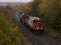 CP's Trenton Turn travels west through Port Hope on a soggy October day with SOO 4429 on the point. Next stop for these guys would be Oshawa, where they would lift a transformer load from the CN transfer at GM.