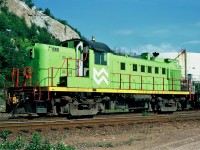  Societe du Port Ferroviaire de Baie-Comeau Haute-Rive (SOPOR)--- Port of Baie-Comeau Railway MLW RS-3 No.22 Ex-Roberval & Saguenay No.22.    Baie-Comeau, Québec August 14, 1986.