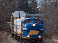 I felt like I was the only railfan within 500 miles who hadn't been to visit the Ontario Southland operation out of Ingersoll. Things finally lined up for me to get out there in March - I was rewarded with a pair of Fs. It was worth the wait. 

After picking up loaded autoracks at CAMI OSR 1400 and 1401 are headed east for the CPR interchange in Woodstock. 