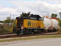 After departing Ojibway Yard less than an hour prior, Essex Terminal SW14 #104 has arrived at Amherstburg and is now shoving its train into the Honeywell complex where the crew will switch around for an hour or so before returning to Ojibway to the north in Windsor. Honeywell was idled in the summer of 2014 and as a result, trains to Amherstburg have been diminished significantly with Diageo Distilleries being the sole customer remaining. 