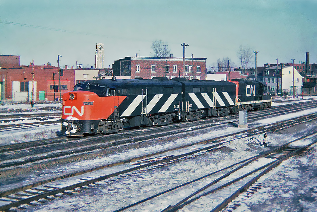 CN Rail MLW FA-2 9424, FB-2 9437 and GMD GP9 4474.