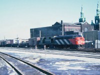 Canadian National MLW FA-2 No.9449 and CN  MLW RS-18 No.3857; Photo Montreal December 07, 1964.