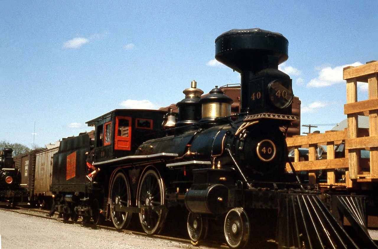 Another one of the Canadian National Museum Train steam engines was CNR 4-4-0 40. Originally build by the Portland Locomotive Company for the Grand Trunk Railway in 1872, it toured with other steam engines on the museum train in the 1960's before being sent to the Canada Science and Technology Museum in Ottawa where it resides today. Visible behind 40 is CNR steamer 247.