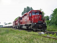  CP SD40-2 No.5648 with small CP letters on its nose. June 29, 2005.