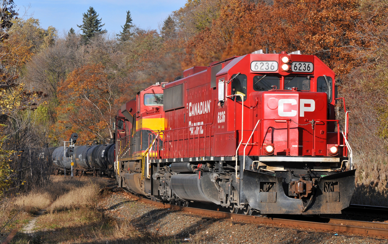 646 working its way through the "s" curve near Kay Drage Park. With CP 6236, KCS 4013, CP 8575, and CP 2280 providing the power