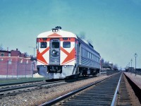 Canadian Pacific Budd RDC-2 No.9109 westbound leaving Westmount Station April 14, 1965.
