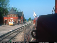  Goderich Wayfreight arrives at CP Goderich Station after its overnight trip from Hamilton  June 1978