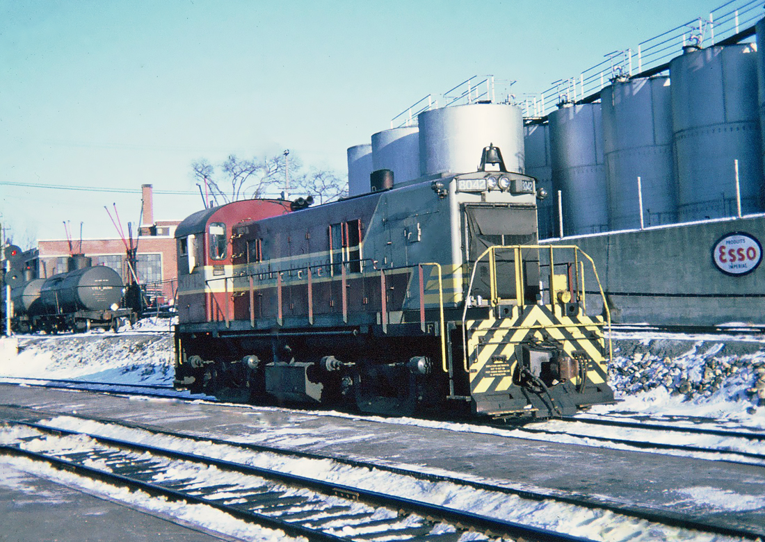 Canadian Pacific MLW RS23 8042 at Sherbrooke, Québec March 25, 1964.