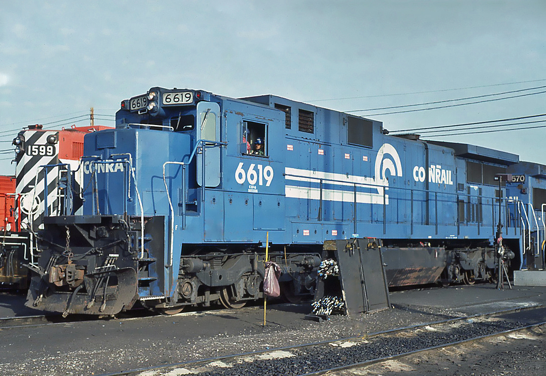 Conrail GE C32-8 No.6619 at Canadian Pacific's Cote Saint-Luc yard Montréal October 21 1994.