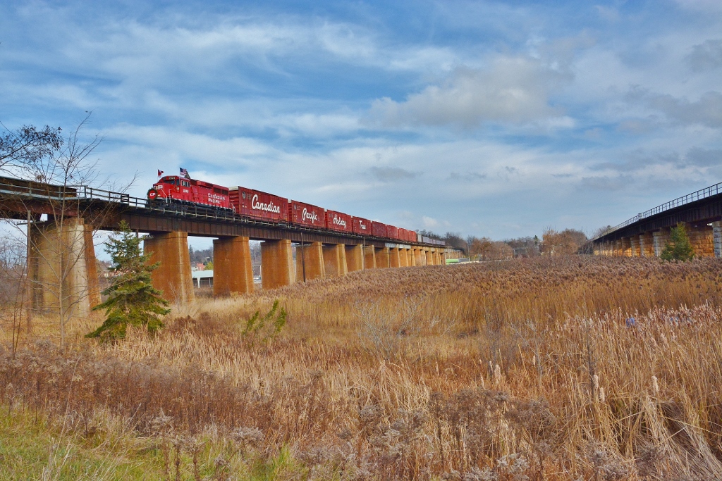 ...time of year again for....


The CPR  Christmas Train 2016 version ( a k a the Canadian Pacific Holiday Train ) powered by CPR #2323  West  rolls across the Ganaraska Viaduct built circa 1912.  


Business Car #77 the Van Horne handling the FRED.
 

What's interesting:  same power and tail end car as in 2015
  

Fifty six years ago that #2323 was a G3c Pacific type – wouldn't THAT look good !


….and be thankful Harrison was convinced to leave the Train alone...


At Port Hope 12:22 November 28, 2016 digital image by S.Danko