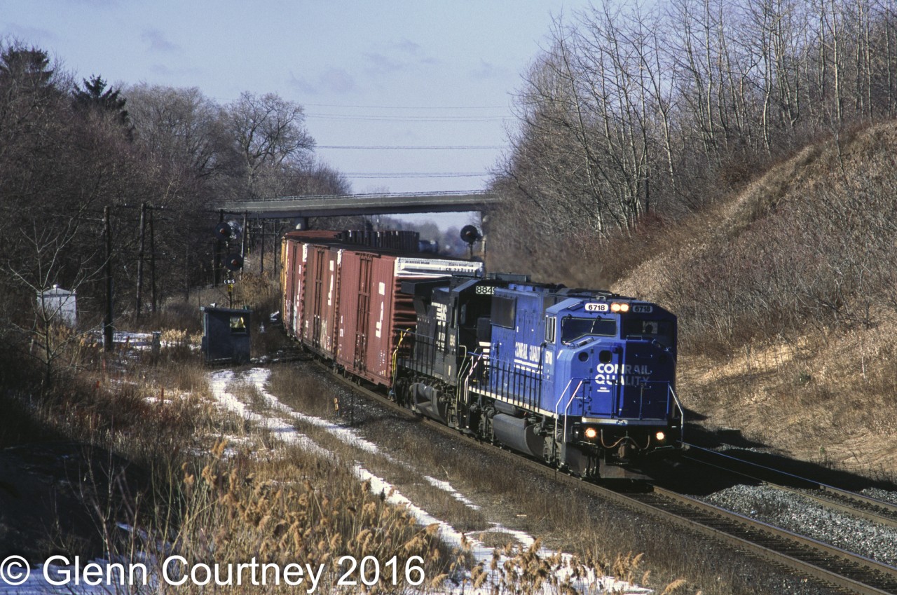The Norfolk Southern haulage trains from St. Thomas always interesting as you were never sure what might show up leading them. Today's train was lead by a former Conrail SD60I.