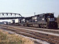Norfolk Southern GE C39-8 Nos.8564 and 8575 at Fort Erie, Ontario October 22, 1986.
