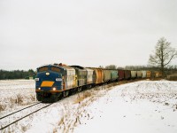 I'm getting lazier thru the winter months (old age) but sometimes there is activity that just begs me to go out and track it down. Such was the brief period in which the OSR decided to put their 3 "F" units together and give them a workout. What a sight!! And now the middle unit 6508 has been overhauled and painted into those corporate 'cream colours'.....we should wonder when the former RaiLink units will follow suit. All three units began their lives as CN locos.......1400 (6539), 6508 (6508) and 1401 (6523). I must admit I was surprised at the lack of fans out this particular day; but then, it was a working day for most......... 
