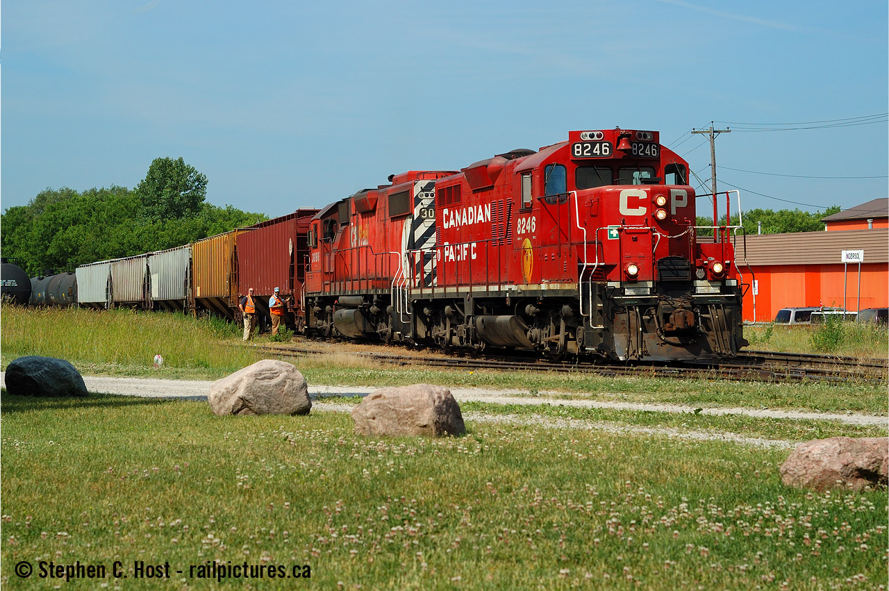 This was a sleepy line for railfans - despite having eight trains a day through this exact spot  - the fans didn't go out for it much. Now, they come out in droves for the famous Ontario Southland Railway. In this photo the crew are making comments about the photographer as I had chased from Woodstock, to Putnam and heading back west (about a 4 hour job!) - and if any in this crew work for OSR now (High probability they do!)... photographers are the norm :)My oldies again.. yeah.. 10 years ago :) Nothing like Arnold, Larry's, or Bill's but hey, it's history.