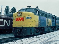 VIA Rail MLW FPA-4 No.6773 train 14 The Ocean coming in the station, on a cold December morning. 