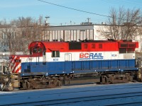 BCOL 604 is a former ALCO/MLW RS18 that was rebuilt with a Cat prime mover and re-classified as a CRS-20. It is seen here in the CN deadline in Edmonton AB.  
