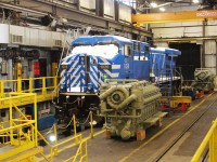 CP spec AC4400 1026 comes inside for parts donation to a fellow unit in need. CEFX 1000-1024 were built to UP specs while the 1025 and up were built to CP specs.