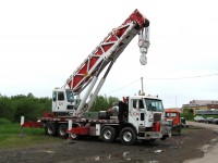 On display at the annual Safety Day in Moncton was this recently refurbished hi-rail wreck crane. Built by Central Butte in 1990 this crane has a lifting capacity of 150 tons. In recent years CN has sent many of their mobile wreckers to Cranemasters in North Chesterfield VA for complete rebuilding and repainting.  