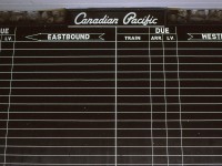 The Arrival/Departure Board at Banff station. It looks rather bleak. The "Canadian" was now on the CN.