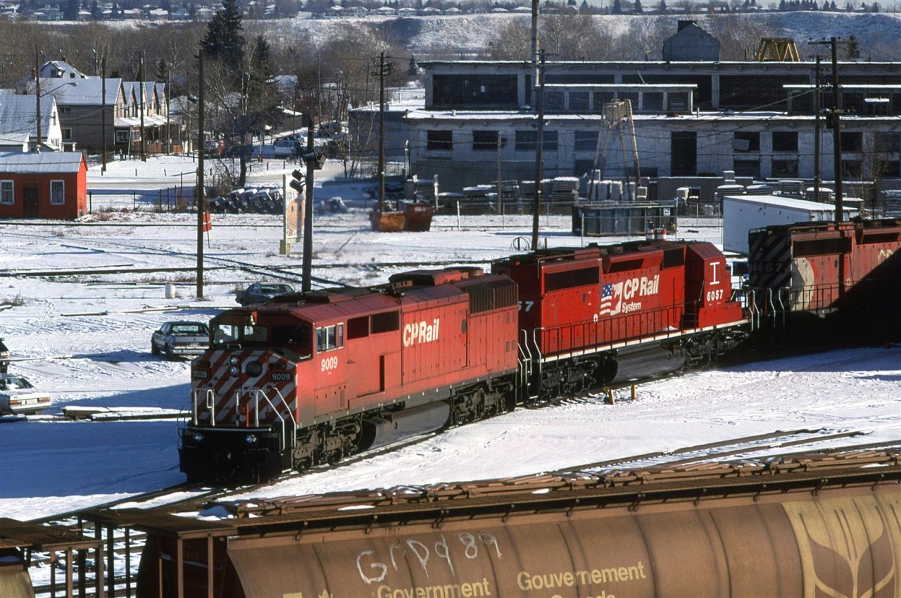 The view from the Blackfoot Trail overpass was worth the stop in Calgary as we passed through. One of the newish SD40F's was spotted on this day.