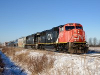 CN 5721 with IC 1003 lead train 384 out of Sarnia east bound at Waterworks Road.