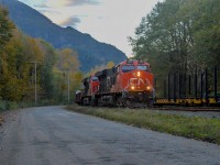 Southbound 570 arrives in Squamish, and starts to break its train into separate sections in the yard.