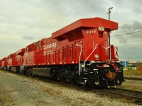 String of just delivered General Electric ES44AC's at the east end of Agincourt Yard.