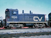 Central Vermont EMD SW1200 No.1500 on CV train 444. Montreal, Quebec. March 29, 1965.