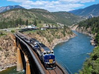 RMR nos.8013&8016 are crossing the Thompson River at Lytton and heading for Boston Bar.