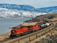 CP nos.8515&8716 are approaching Savona in charge of a westbound mixed freight.