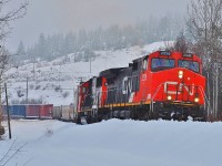 CN nos.2528&5441 are climbing the grade towards Larkin with this southbound mixed freight.