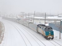 A quite late VIA 633 (it left Central Station in Montreal 100 minutes late) has VIA 6405 at the head end, an unidentified P42DC in the middle and VIA 917 at the rear. Every Sunday this train has this configuration, presumably it is an equipment move. This train terminates in Ottawa.