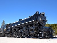 CN 6200 is a 4-8-4 Northern which is preserved on the grounds in front of the Canada Science and Technology Museum. It is in the middle of being refurbished, with it having received a new coat of paint, numberboards and new lettering. Work remains to be done, but it is already looking a lot better than it used to. It is seen here on a cold but crystal clear Christmas day.