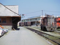 This is just a small town scene from long ago; the CP station in Vernon, local switcher CP 8538 and a most interesting old caboose. Back during this area CP and CN shared assets on this line between here and Vernon. Vernon is the mid point of this line which connected with the CP transcon at Sicamous. Fast forward a number of years and it becomes the Kelowna Pacific operating over the Okanagan Valley RR. Fast forward to present, and there is nothing at Vernon. Save for the station.