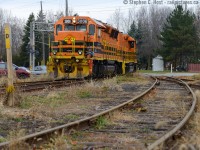 There were only 23 GP40X's built between 1977-1978 -  and they soldier on in 2016, mind you, 3806 has been modified to a gp40-3. GEXR 582 is working the north end of XV yard in Guelph, blocking traffic, and building their train to take down to Galt and sorting cars for the rest of the weeks runs. 582 has been using this mother-daughter  motive power since the QGRY 2500, which held the job for the better  part of a year, was taken out of service for mechanical issues. <br><br>XV yard is a bit of a time machine - it has been largely ignored by MOW forces until recently - other than switchstands (no lamps! and probably new stands) new ties and a clearing of all tracks the rails, some ties, and the ballast remain the same as it was the last 100 years or so. Heck the ballast is pit run (small pebbles) - cinders from steam locomotive ash dumps, lots of coal to be found. Wooden derail posts still there, with metal "d"'s slapped on. Even the location of the mainline, typical of most railways remains the same as it was laid out in in 1857 - except for the change from Provincial Gauge (5'6") to Standard Gauge. The City of Guelph, the homes , and roadways have all built up around the railway that has basically changed very little except for the people,  engines and cars that ply the rails. The same can be said for many Branchline yards in railway towns across this country of ours, just have a look to see what you recognise as signs of age. The clues are there, you just have to spot them.