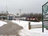 OSR's Job 2 heads north at Sharpe Feeds in Moffat with classic MLW power and 13 cars. When this photo was taken Job 1 was working Guelph and ran north a few hours earlier with just over 20 cars. Busy times on the Guelph Junction Railway.