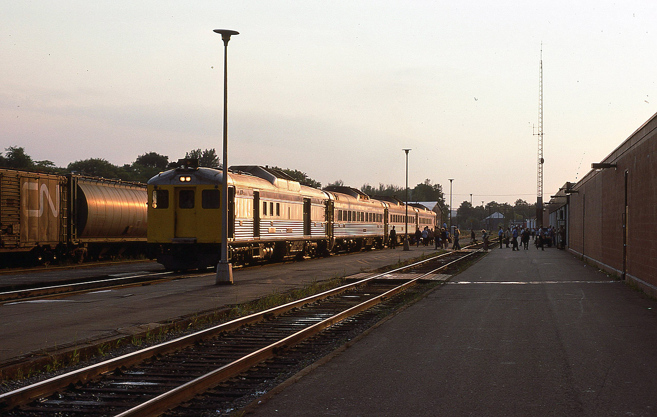 Evening Budds arriving at Truro shows there still was a healthy amount of passenger business. Budds 6450, 6105, 6139 and 6205 make up the quartet. I believe the 'Ocean' is the only passenger service left here.