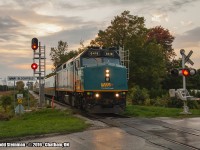 After a fresh rainfall, 6418 is lead on tonight's train 78, about to cross Bloomfield Road en route to it's station stop here in Chatham.