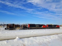 A very rare sight as CN 2181 and CN 5435 plow Fort Rouge Yard with plow/spreader CN 50943. This is my first time catching a spreader in action.