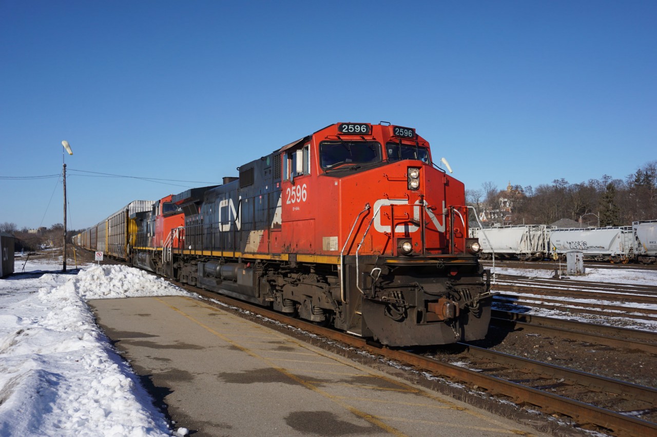 Happy new year! 148 has two Dash 9s for power and mixed freight is on the front of the train.