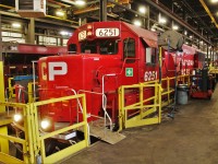 SD60 in the shop for a scheduled maintenance inspection including full lighting check.
