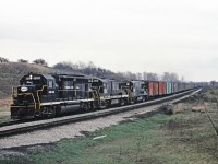 <b>CASO Sub</b> GP40 NYC 3048 leads a pair of GE U25B's on a westbound at Clanbrassil.  