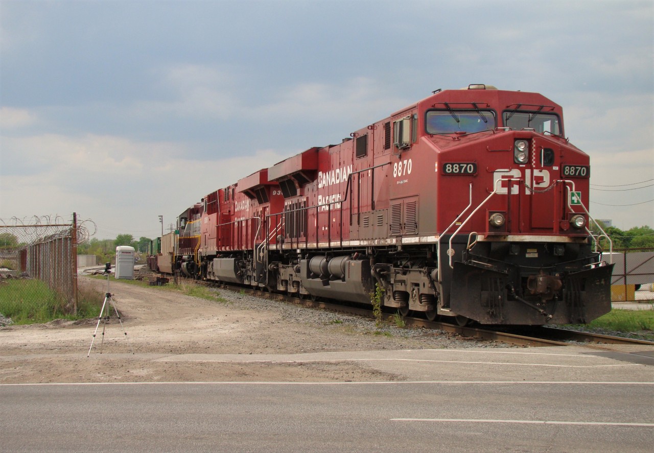 CP #240-with CP 3084 3rd back in fresh script paint- back into Windsor yard to make a lift after crossing Tecumseh Rd. back in May of 2013.