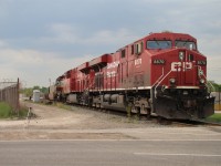 CP #240-with CP 3084 3rd back in fresh script paint- back into Windsor yard to make a lift after crossing Tecumseh Rd. back in May of 2013.