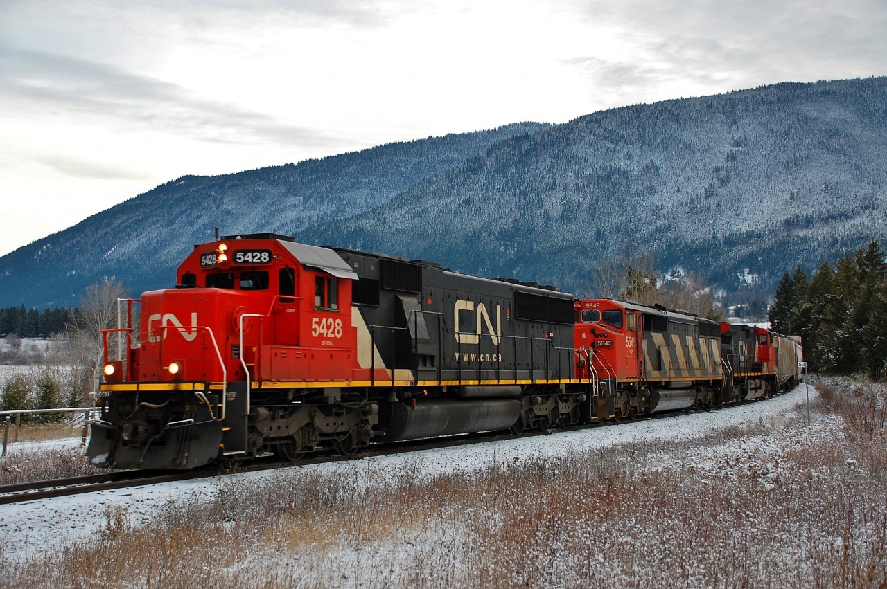 CN nos.5428,5545 & 2694 have reached milepost53 on the OK sub with a northbound mixed freight.