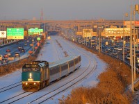 VIA 6449 leads VIA 67 westwards about twenty minutes before sunset. This scene will change drastically very soon, with CN's main line being relocated to the left of the photo, almost for sure as soon as this year.