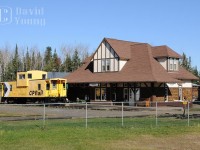 One for Mr. Mooney and the other station lovers out there.<br><br> Now relocated south of Thunder Bay just off Hwy 61 at the Founder's Museum and Pioneer Village, the old CP Upsala station survives next to the ugliest choice of yellow for CP van 434458. 