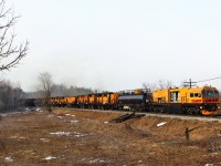 The Loram Rail Grinder #319 makes it way up to MM37 on the Galt sub in full working mode.