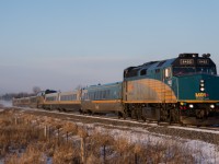 About half an hour from the next stop of Kingston, #60 flies away from Belleville with #50's top and tail consist in tow. You would certainly be hard pressed to beat this train by car!