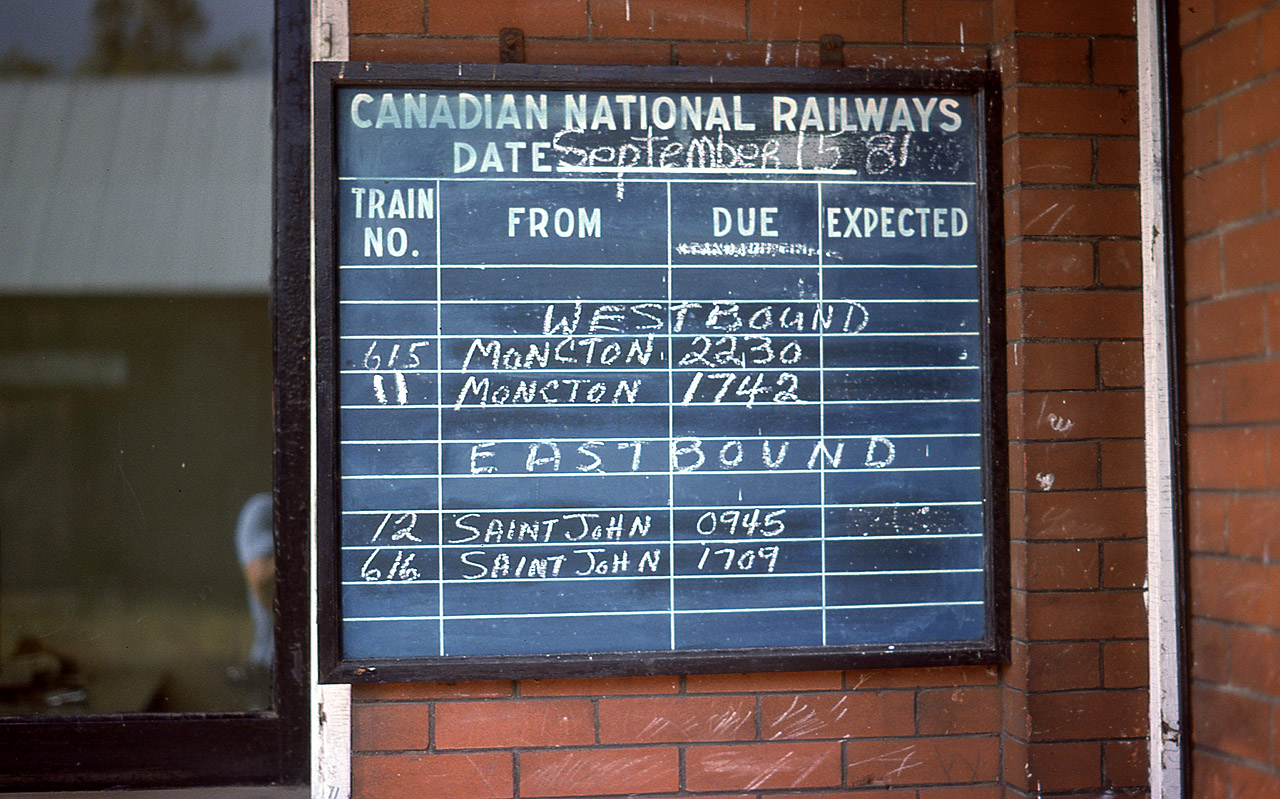 I always liked these chalkboard "Train Time" information signs. Most all active stations had them. Another memory back to the personal days when agents/operators had the time to shoot the breeze and fill you in on what was happening......rather than these days when they often look at you with curiosity and/or apprehension. That is, if you can find anyone at all.